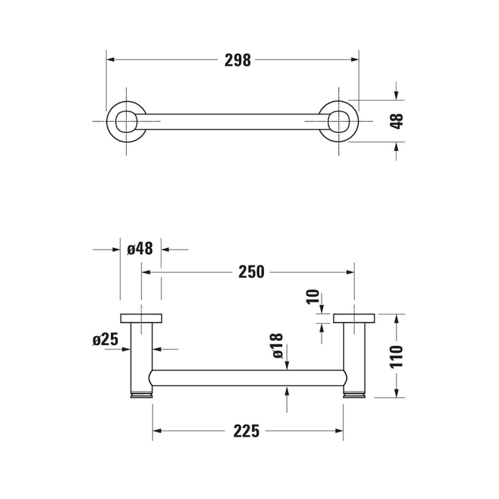 Duravit D-Code Tutamak 250 mm — Teknik çizim