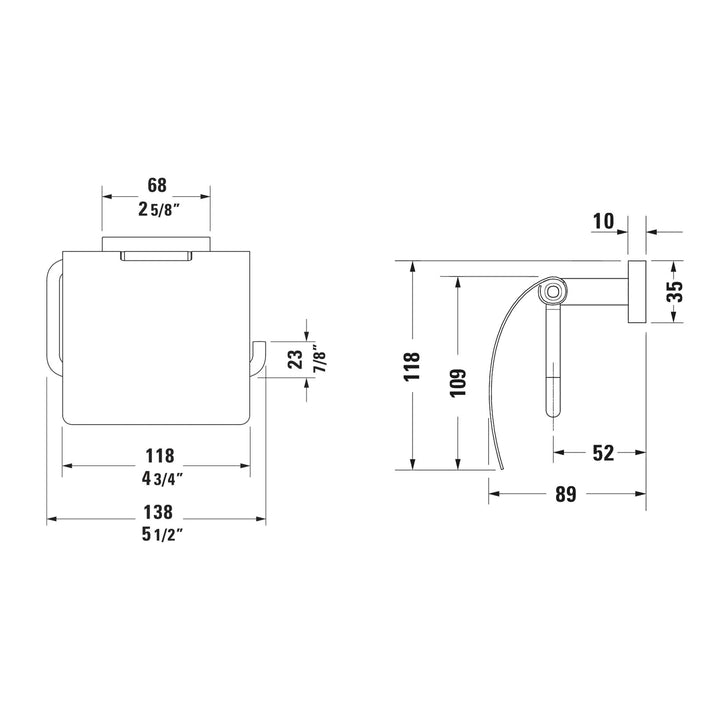 Duravit Karree Tuvalet Kağıtlığı Kapaklı — Teknik çizim