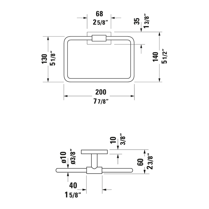 Duravit Karree Halka Havluluk — Teknik çizim