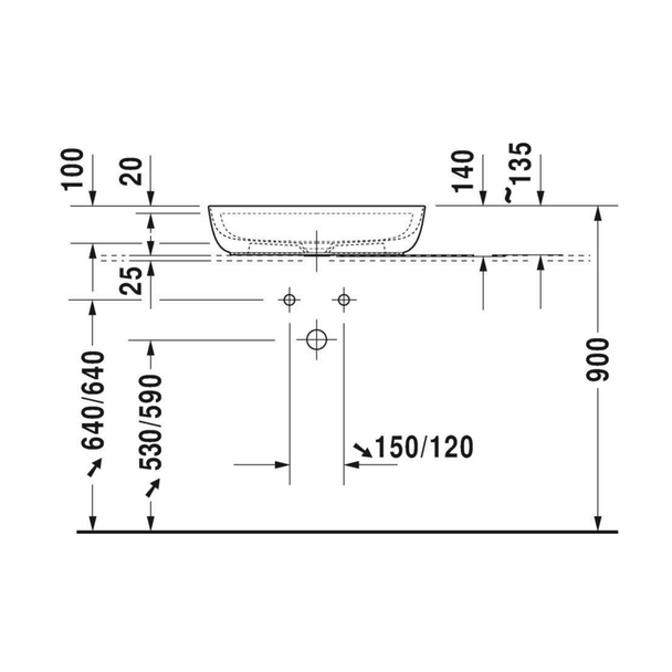 Duravit Luv Beyaz-Gri Çanak Lavabo Batarya Delikli 60 cm