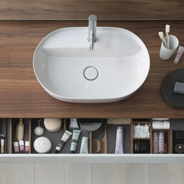 Duravit Luv Beyaz-Gri Çanak Lavabo Batarya Delikli 60 cm