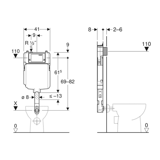 Geberit Alpha Gömme Rezervuar Alaturka 8 cm