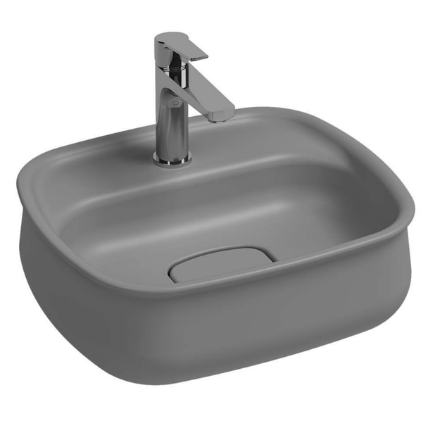 Isvea Fluido Stone Grey Tezgah Üzeri Çanak Lavabo 47 cm Bas-Aç Set