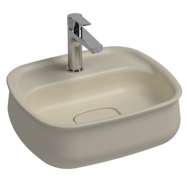 Isvea Fluido Fildişi Tezgah Üzeri Çanak Lavabo 47 cm Bas-Aç Set