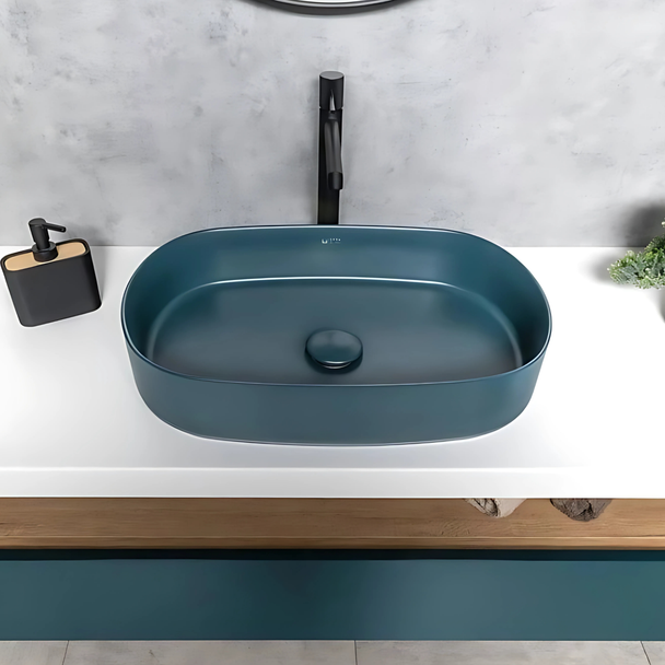 Isvea Infinity Tezgah Üzeri Lavabo 55cm Petrol Yeşili