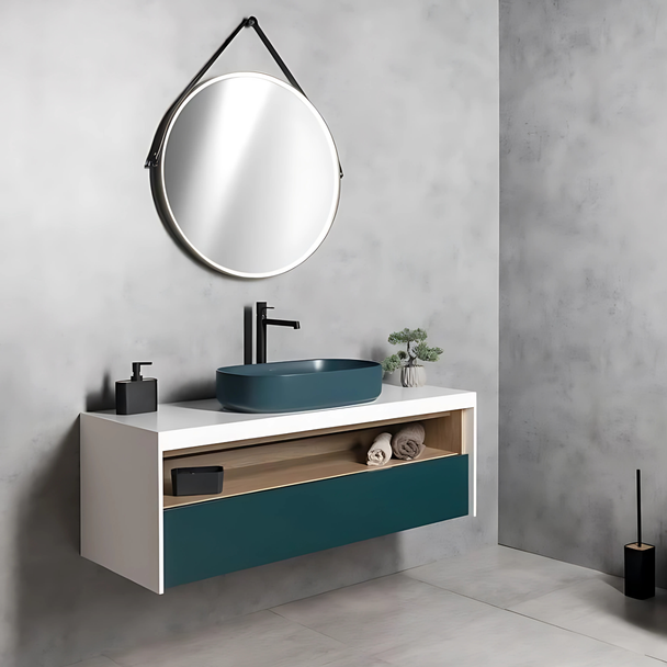 Isvea Infinity Tezgah Üzeri Lavabo 55cm Petrol Yeşili