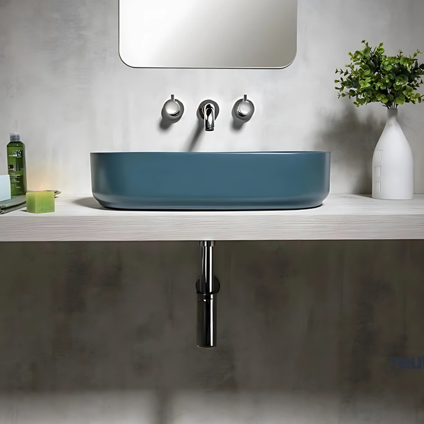 Isvea Infinity Tezgah Üzeri Lavabo 55cm Petrol Yeşili