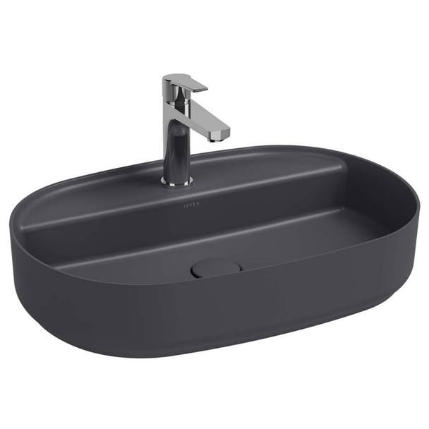 Isvea Infinity 60 cm Antrasit Batarya Delikli Tezgah Üzeri Lavabo