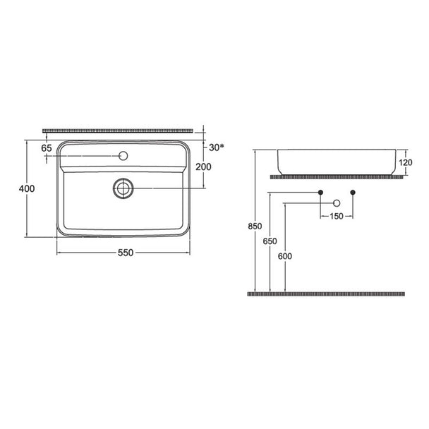 Isvea Infinity Mat Beyaz Batarya Delikli Tezgah Üzeri Lavabo 55 cm