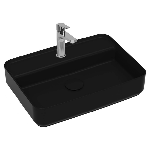 Isvea Infinity Mat Siyah Batarya Delikli Tezgah Üzeri Lavabo 55 cm