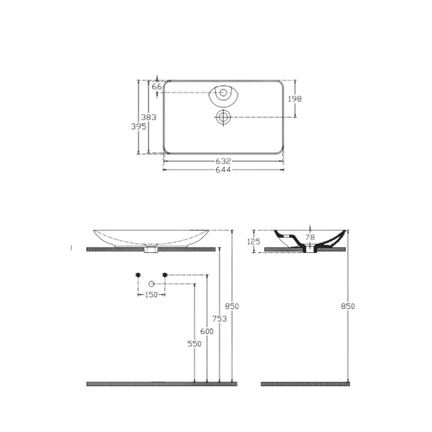Isvea SistemaY 65 cm Tezgah Üstü Lavabo