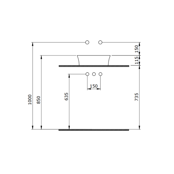 Bocchi Sottile Slim Line Tezgah Üstü Lavabo 38 cm Yuvarlak Mat Siyah