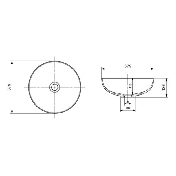 Bocchi Sottile Slim Line Mat Kaşmir Çanak Lavabo 38 cm