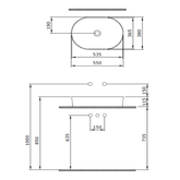 Bocchi Sottlile Slim Line Mat Gri Oval Lavabo 55 cm