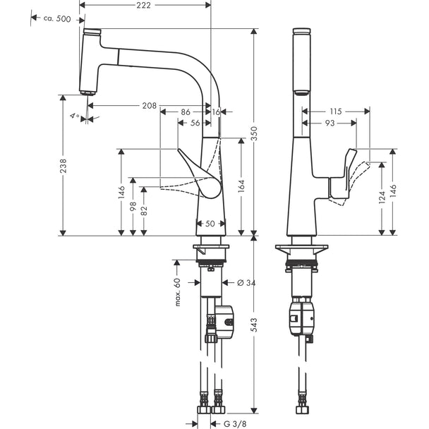 Hansgrohe Metris Select M71 Eviye Bataryası 240 1 Jet Paslanmaz Çelik