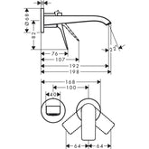 Hansgrohe Vivenis Ankastre Lavabo Bataryası 195 mm  Krom İç Set Dahil
