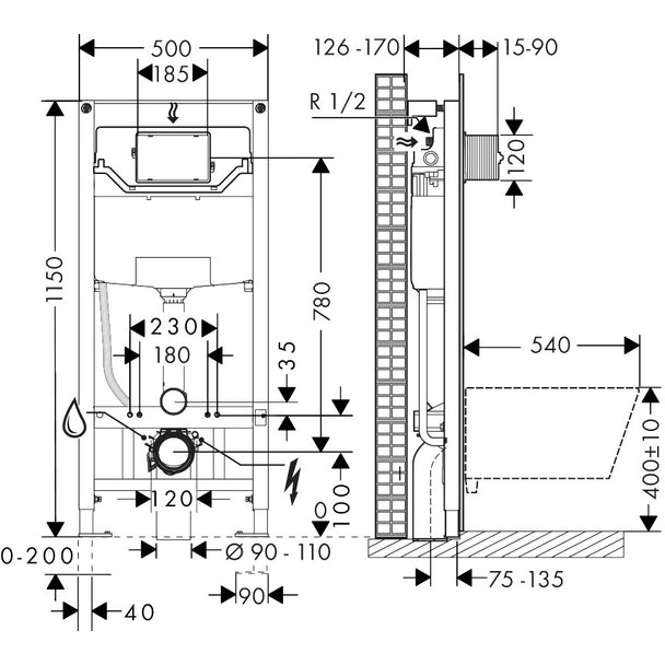 Hansgrohe iFrame universal Gömme rezervuar 1120 asma klozet için