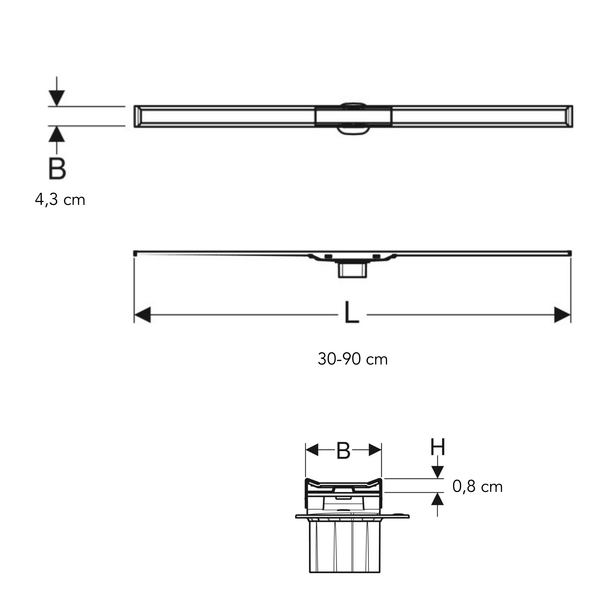 Geberit Cleanline20 Duş Kanalı Kapağı Krom 30-90 cm