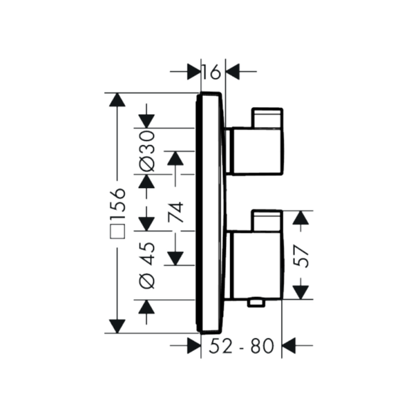 Hansgrohe Ecostat Square Termostatik Banyo Bataryası 2 Çıkış