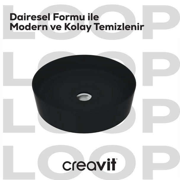Creavit Loop 45 cm Setüstü Lavabo Mat Antrasit