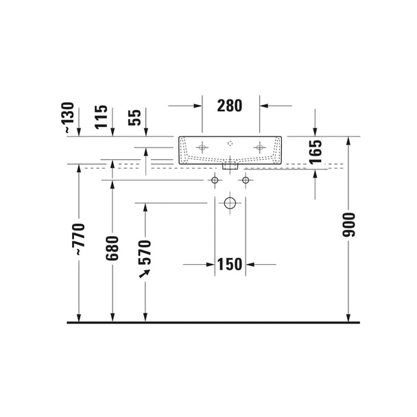 Duravit Vero Air Tezgahüstü Lavabo 50 cm teknik 2