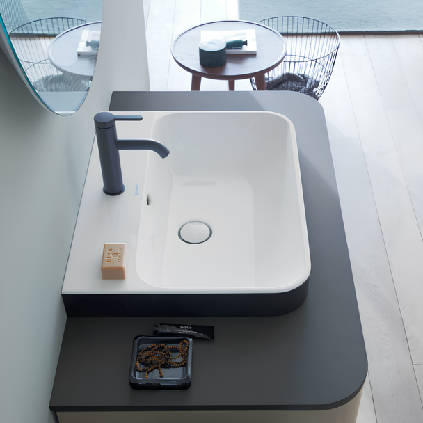 Duravit Happy D.2 Tezgahüstü Lavabo 60x46 cm Antrasit-Beyaz