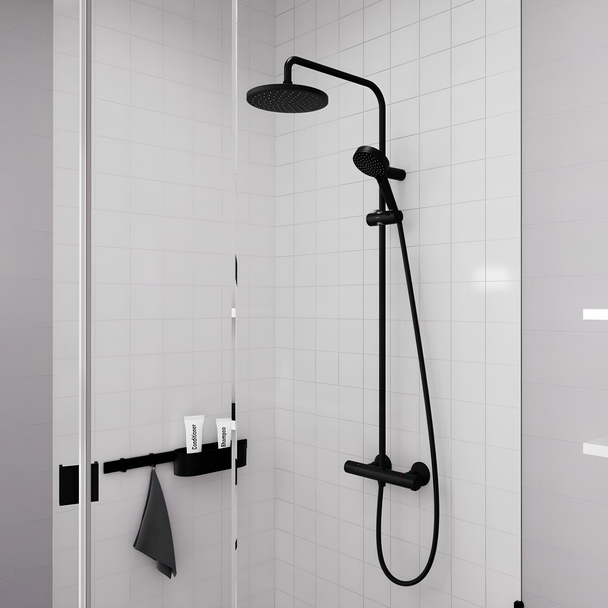 Hansgrohe Vernis Blend 200 1jet Duş Kolonu Termostat ile siyah