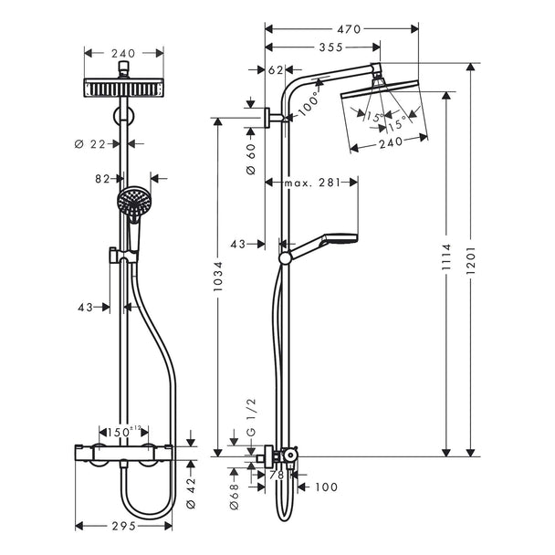 Hansgrohe Crometta E240 Termostatik Duş Kolonu