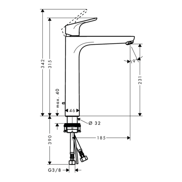 Hansgrohe Focus Lavabo Bataryası 230 Sifon Kumandalı
