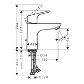 Hansgrohe Focus Lavabo Bataryası 100 Sifon Kumandalı