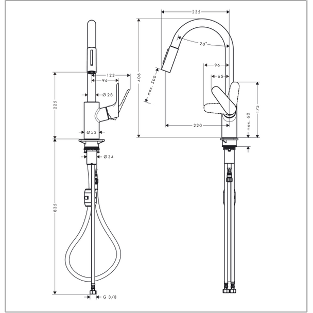 Hansgrohe Focus Eviye Bataryası 240 Spiralli 2 jet