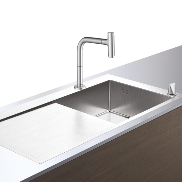 Hansgrohe C71-F450-07 Çelik Eviye Kombinasyonu 450 Select Sol Damlalıklı