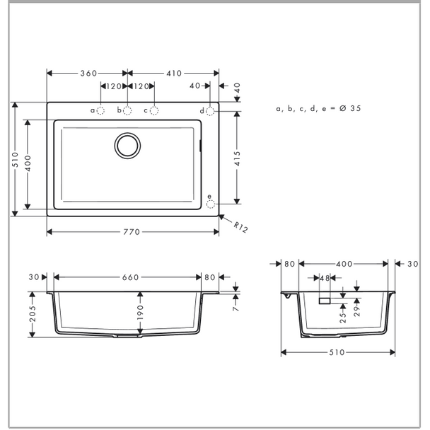 Hansgrohe S51 S510-F660 Ankastre Granit Eviye