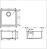 Hansgrohe S719-U400 Tezgah Altı Çelik Eviye 400