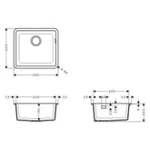 Hansgrohe S510-U450 Tezgah Altı Granit Eviye 450 Beton Grisi