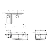 Hansgrohe S51 S510-U635 Granit Tezgah Altı Eviye Beton Gri