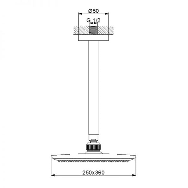 Newarc ABS Power Tavandan Duş Başlığı 25x36 cm