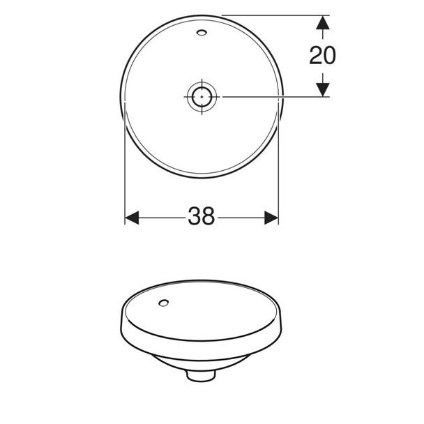 Geberit VariForm Tezgah Üstü Lavabo Yuvarlak 40 cm