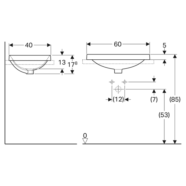 Geberit VariForm Eliptik Tezgah Üstü Lavabo 60 cm