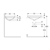 Geberit VariForm Tezgah Üstü Lavabo Dikdörtgen 55 cm