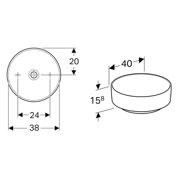 Geberit VariForm Çanak Lavabo 40 cm Yuvarlak