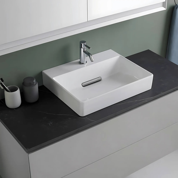 Geberit One Çanak Lavabo Yatay Çıkış 50 x 40 cm Batarya Delikli