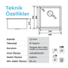 Crauf Stella 60 x 44 Cm Tezgah Altı Eviye