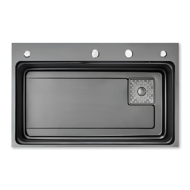 Crauf Dolce Vita 75 x 47 Cm Tezgah Üstü Eviye Takımı PVD Füme