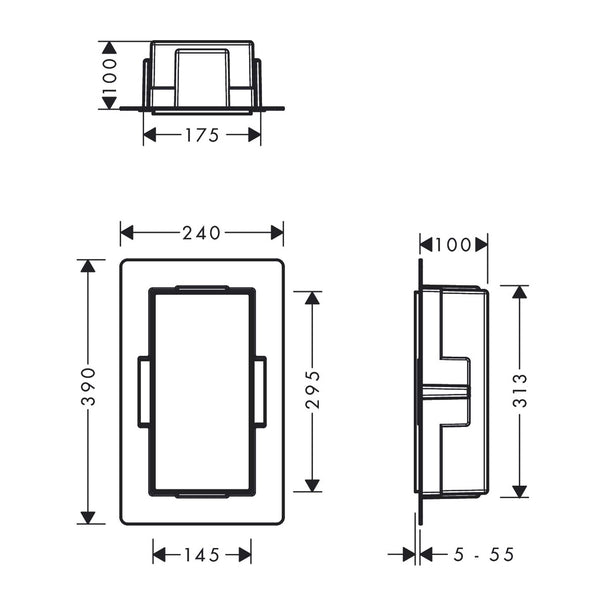 Hansgrohe XtraStoris Minimalistic Duvar Nişi  Açık Çerçeveli 300/150/100 Satin Siyah