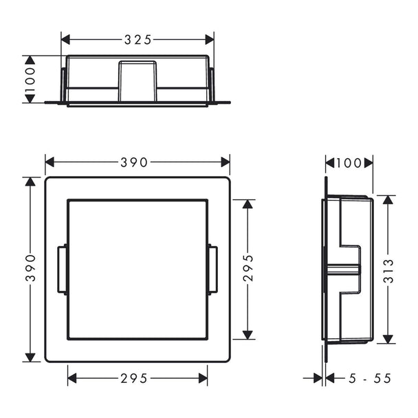 Hansgrohe XtraStoris Minimalistic Duvar Nişi  Açık Çerçeveli 300/300/100 Satin Siyah