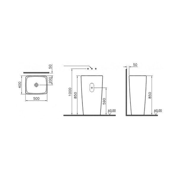 Vitra Metropole Monoblok Lavabo 50 cm Taşma Deliksiz