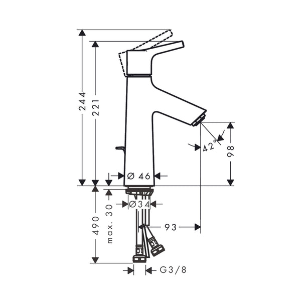 Hansgrohe Talis S Lavabo Bataryası 100  Sifon Kumandalı