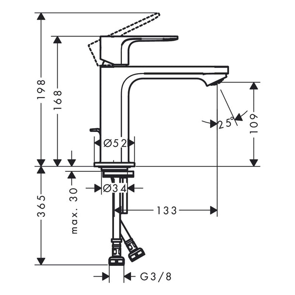 Hansgrohe Rebris S Lavabo Bataryası 110 Kumandalı