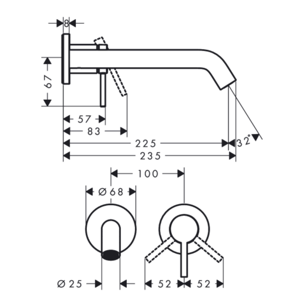 Hansgrohe Tecturis S Ankastre Lavabo Bataryası 225
